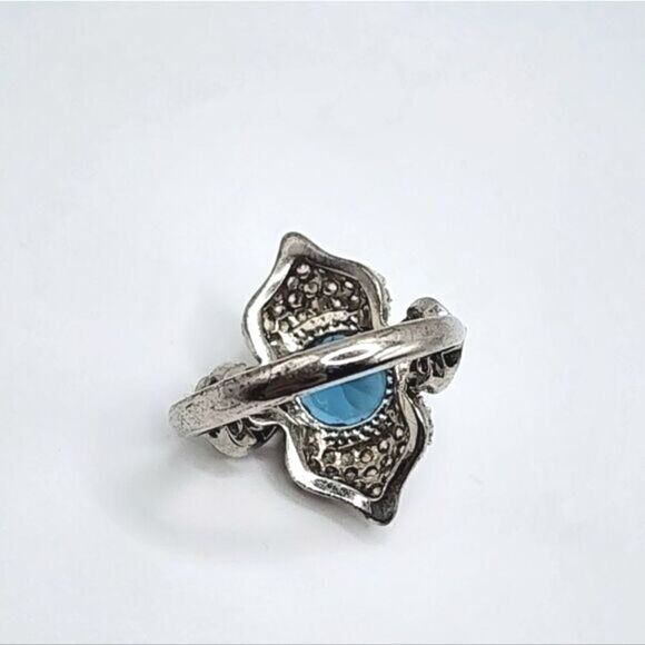 Art deco Silver Sapphire Ring - Picture 7 of 10